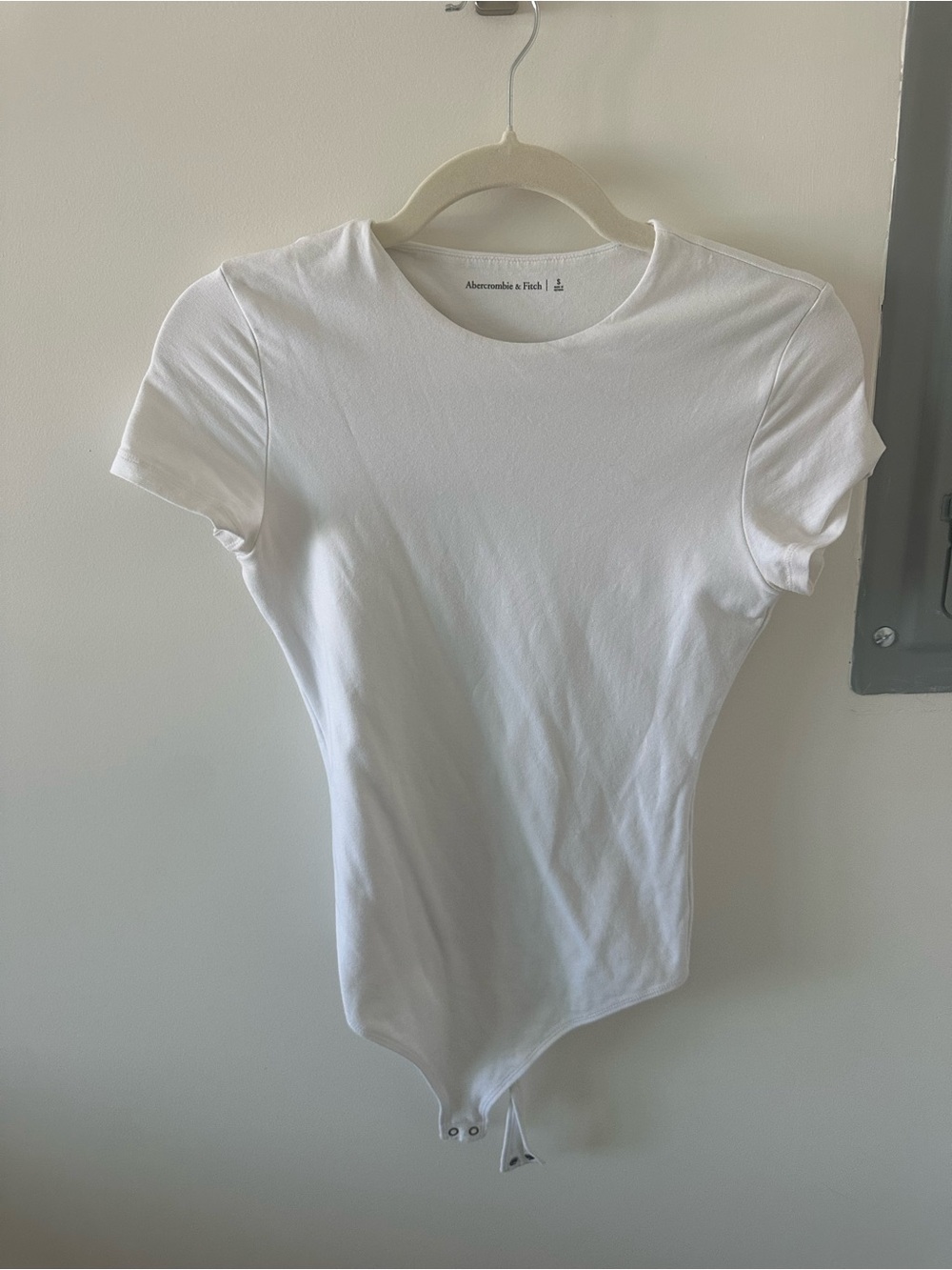 Abercrombie & Fitch White Short-Sleeve Crewneck Bodysuit